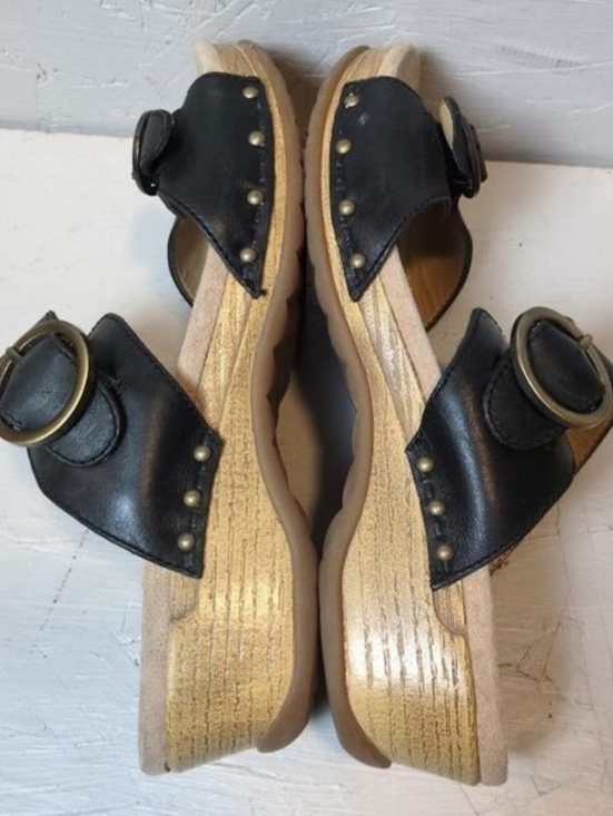 Dansko Shoes - Dansko Sophie Black Leather Slip On Sandals 7.5 Slides Shoes Women's Size 38